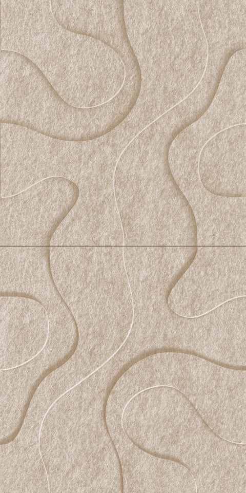Waves Contour IV 3D akoestisch wandpaneel van PET-vilt — kleur Sand