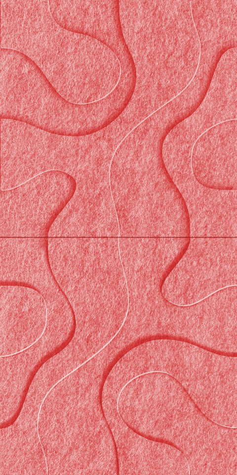 Waves Contour IV 3D akoestisch wandpaneel van PET-vilt — kleur Burgundy