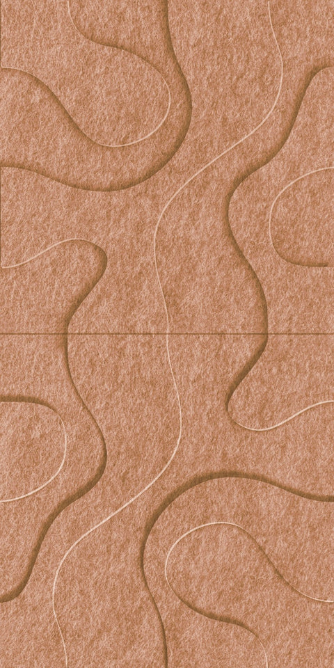 Waves Contour IV 3D akoestisch wandpaneel van PET-vilt — kleur Cognac