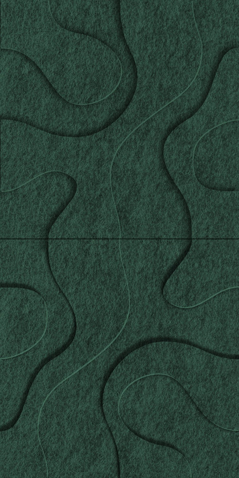 Waves Contour IV 3D akoestisch wandpaneel van PET-vilt — kleur Deep Green