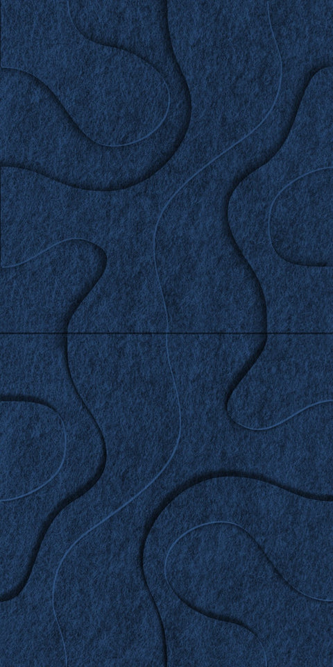 Waves Contour IV 3D akoestisch wandpaneel van PET-vilt — kleur Navy