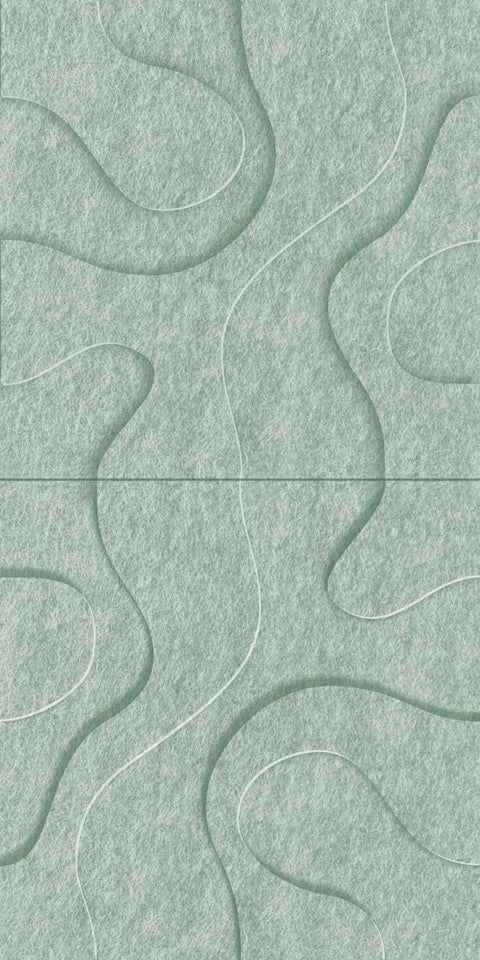 Waves Contour IV 3D akoestisch wandpaneel van PET-vilt — kleur Sage Green