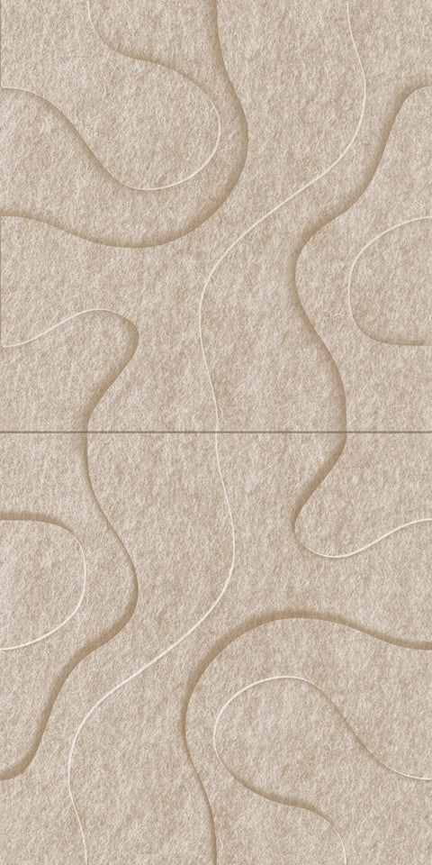 Waves Contour IV 3D akoestisch wandpaneel van PET-vilt — kleur Sand