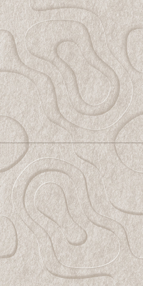 Waves Current VII 3D akoestisch wandpaneel van PET-vilt — kleur Beige