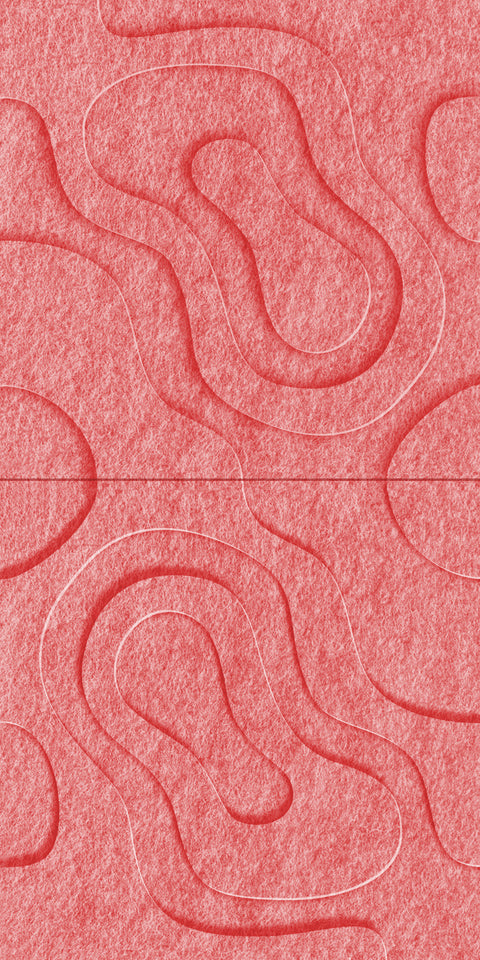 Waves Current VII 3D akoestisch wandpaneel van PET-vilt — kleur Burgundy