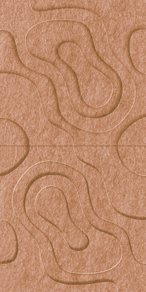 Waves Current VII 3D akoestisch wandpaneel van PET-vilt — kleur Cognac