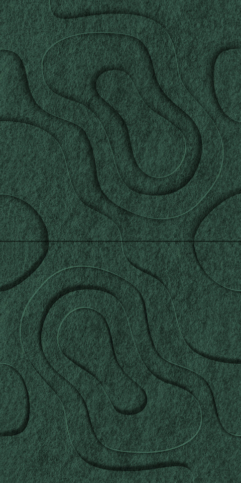 Waves Current VII 3D akoestisch wandpaneel van PET-vilt — kleur Deep Green