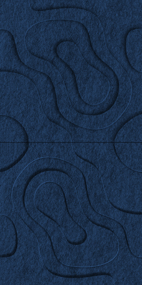 Waves Current VII 3D akoestisch wandpaneel van PET-vilt — kleur Navy