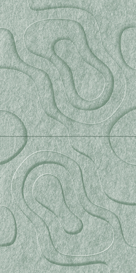 Waves Current VII 3D akoestisch wandpaneel van PET-vilt — kleur Sage Green