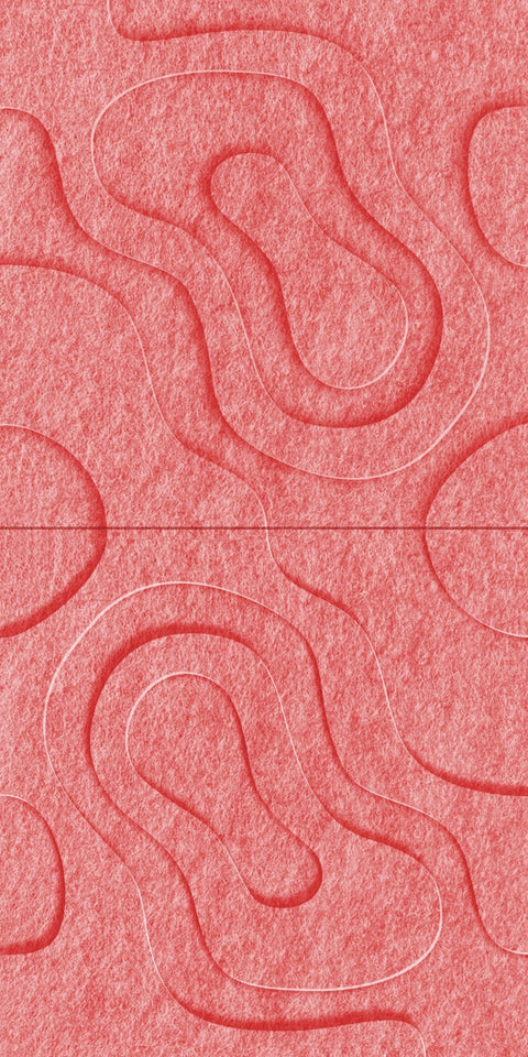 Waves Current VII 3D akoestisch wandpaneel van PET-vilt — kleur Burgundy