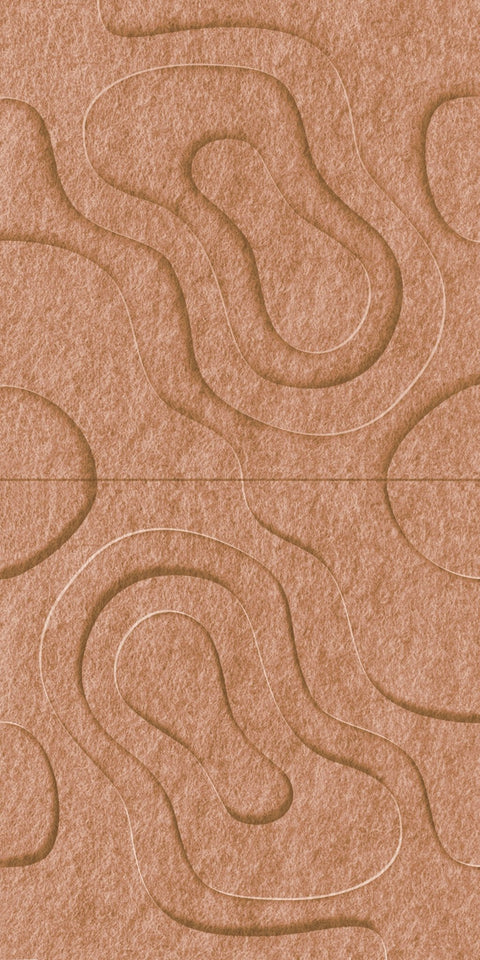Waves Current VII 3D akoestisch wandpaneel van PET-vilt — kleur Cognac