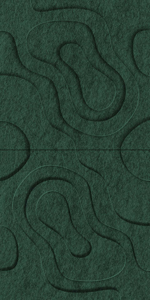 Waves Current VII 3D akoestisch wandpaneel van PET-vilt — kleur Deep Green