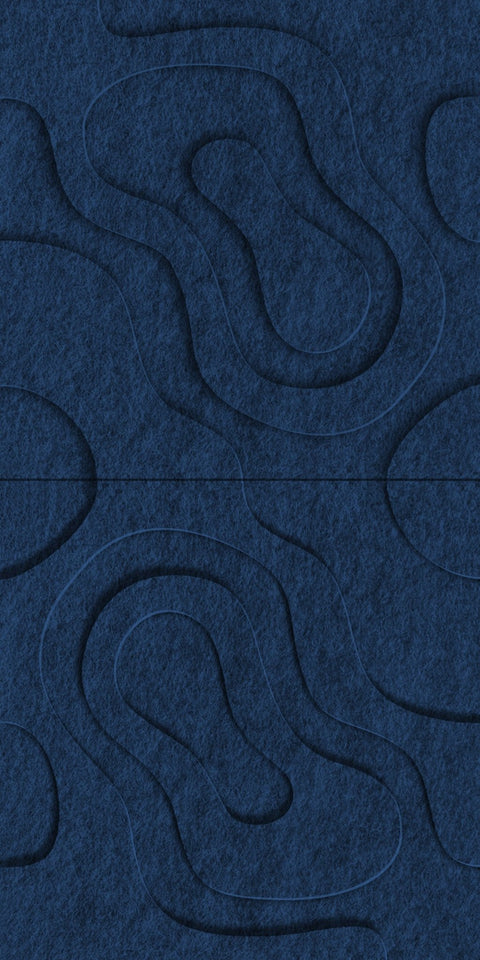 Waves Current VII 3D akoestisch wandpaneel van PET-vilt — kleur Navy