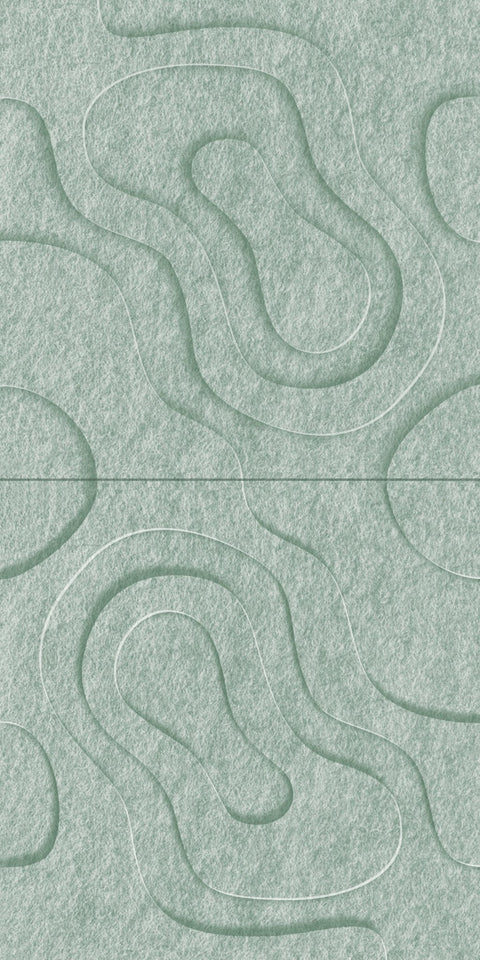 Waves Current VII 3D akoestisch wandpaneel van PET-vilt — kleur Sage Green