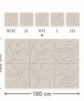 Akoestische wandpanelen uit de Maeven Waves-serie gemixt tot een wand, PET-vilt in beige