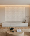 Waves Current VII akoestische wandpanelen — sfeerimpressie woonkeuken (Sand)