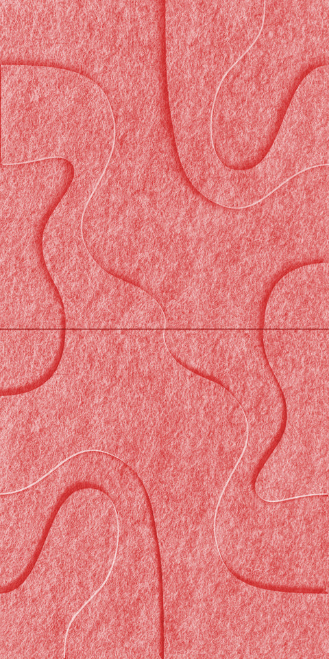 Waves Drift VI 3D akoestisch wandpaneel van PET-vilt — kleur Burgundy