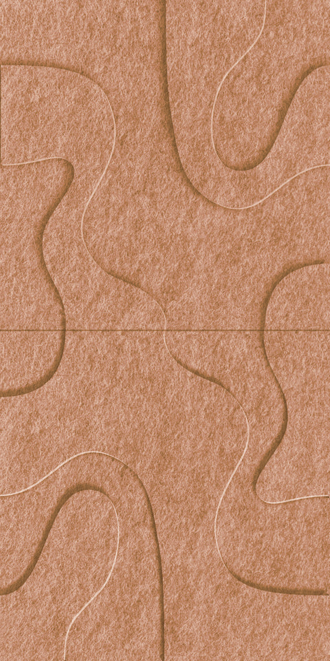 Waves Drift VI 3D akoestisch wandpaneel van PET-vilt — kleur Cognac