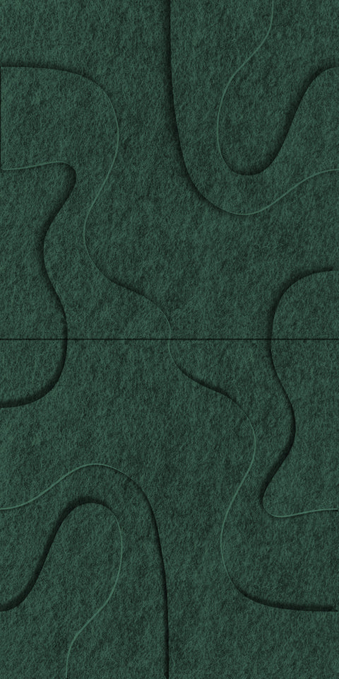 Waves Drift VI 3D akoestisch wandpaneel van PET-vilt — kleur Deep Green