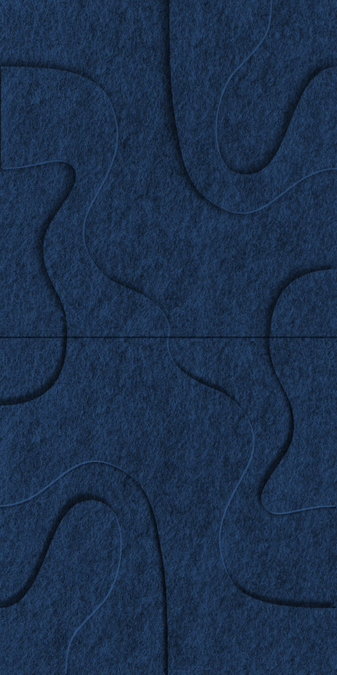 Waves Drift VI 3D akoestisch wandpaneel van PET-vilt — kleur Navy