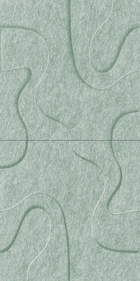 Waves Drift VI 3D akoestisch wandpaneel van PET-vilt — kleur Sage Green