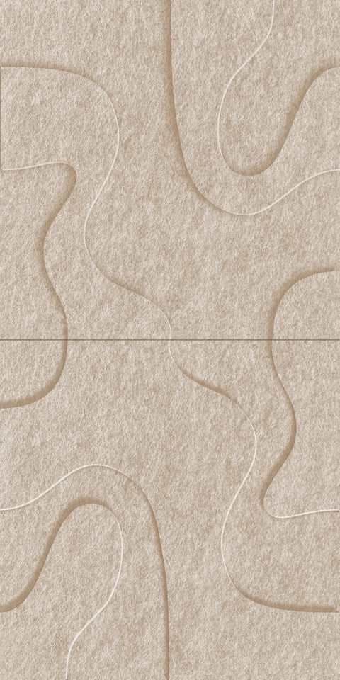 Waves Drift VI 3D akoestisch wandpaneel van PET-vilt — kleur Sand