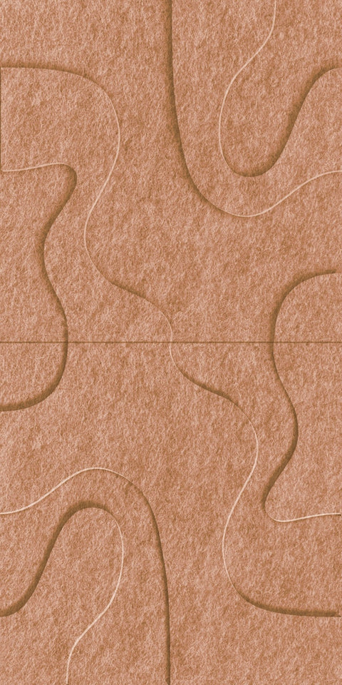 Waves Drift VI 3D akoestisch wandpaneel van PET-vilt — kleur Cognac