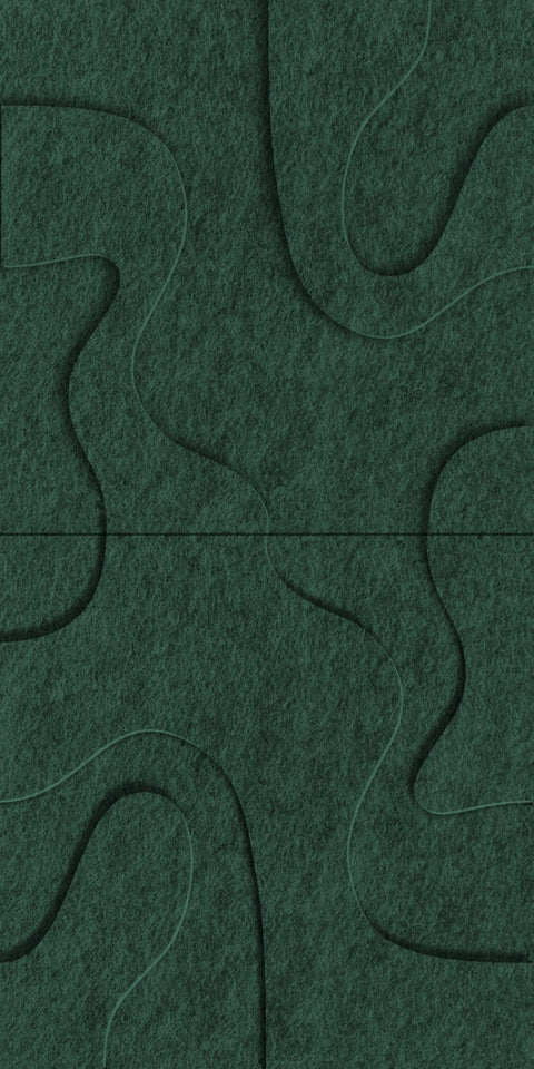Waves Drift VI 3D akoestisch wandpaneel van PET-vilt — kleur Deep Green