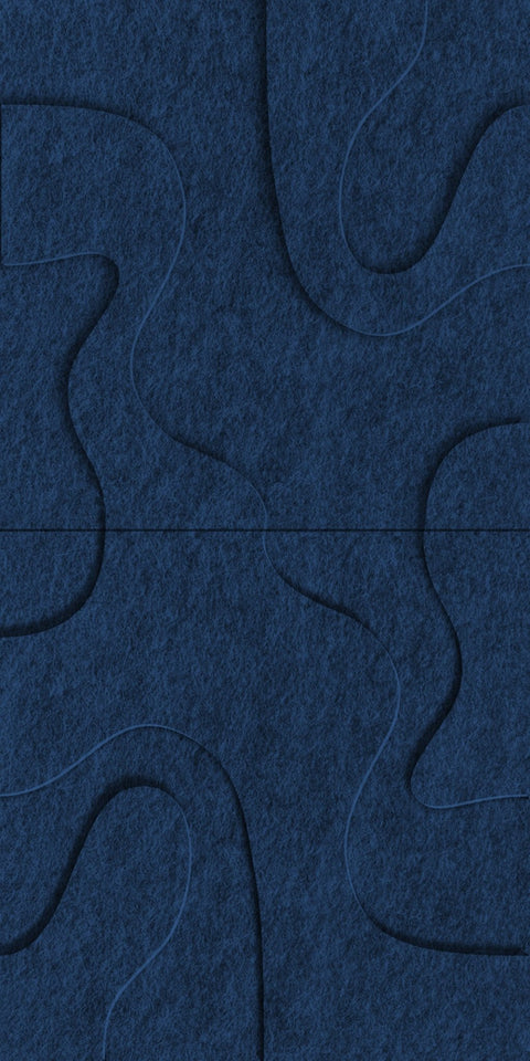 Waves Drift VI 3D akoestisch wandpaneel van PET-vilt — kleur Navy