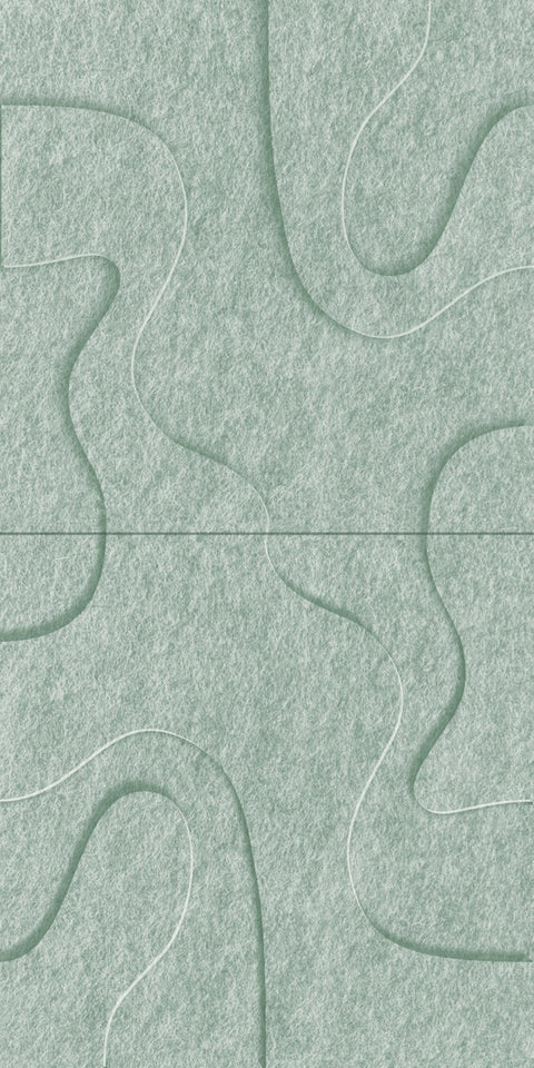 Waves Drift VI 3D akoestisch wandpaneel van PET-vilt — kleur Sage Green