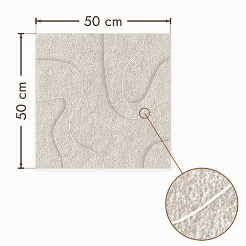 Waves Drift VI akoestisch wandpaneel van PET-vilt in beige, afmetingen 50 bij 50 cm
