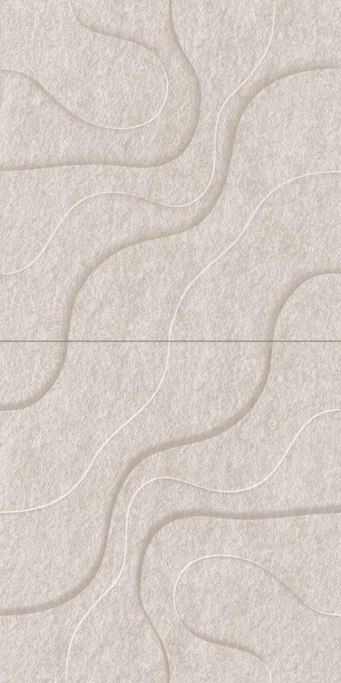 Waves Lagoon II 3D akoestisch wandpaneel van PET-vilt — kleur Beige