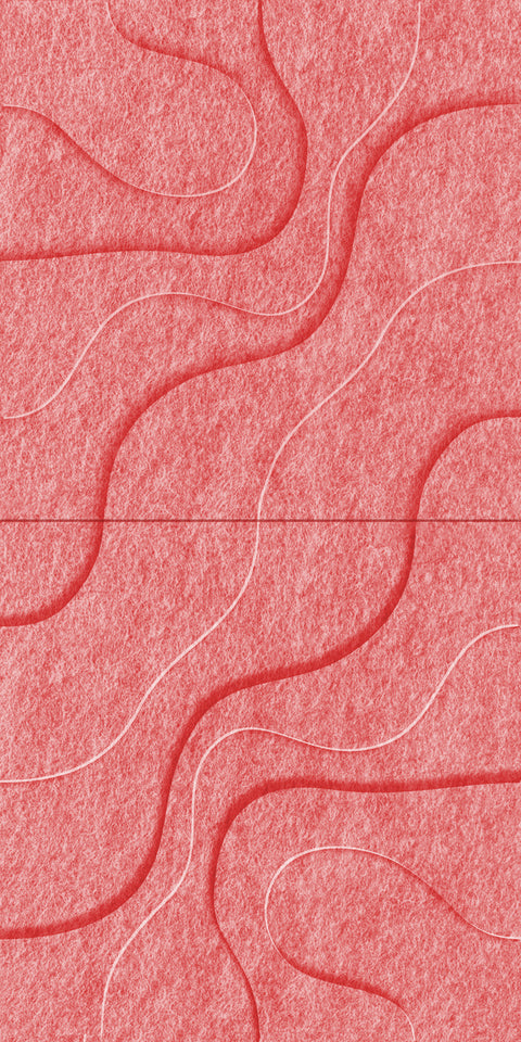 Waves Lagoon II 3D akoestisch wandpaneel van PET-vilt — kleur Burgundy