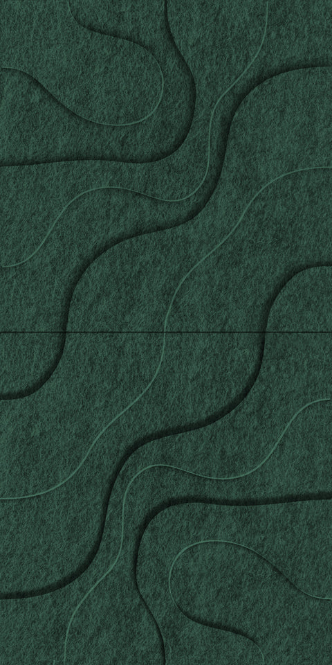 Waves Lagoon II 3D akoestisch wandpaneel van PET-vilt — kleur Deep Green