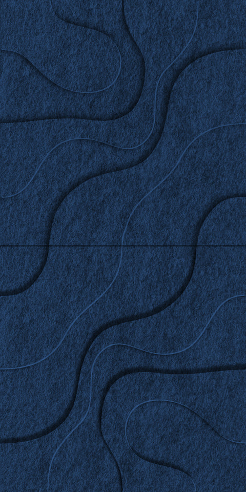 Waves Lagoon II 3D akoestisch wandpaneel van PET-vilt — kleur Navy