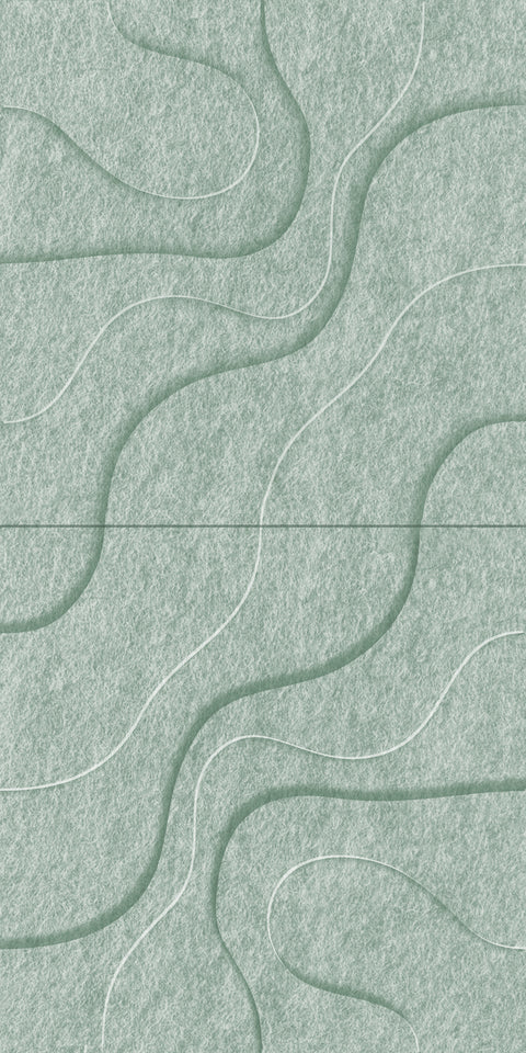 Waves Lagoon II 3D akoestisch wandpaneel van PET-vilt — kleur Sage Green