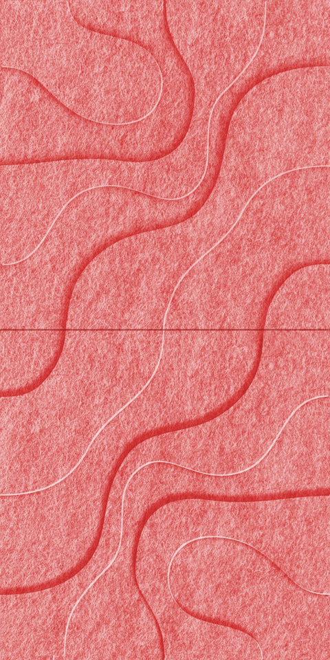 Waves Lagoon II 3D akoestisch wandpaneel van PET-vilt — kleur Burgundy