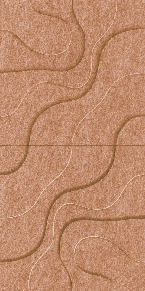 Waves Lagoon II 3D akoestisch wandpaneel van PET-vilt — kleur Cognac