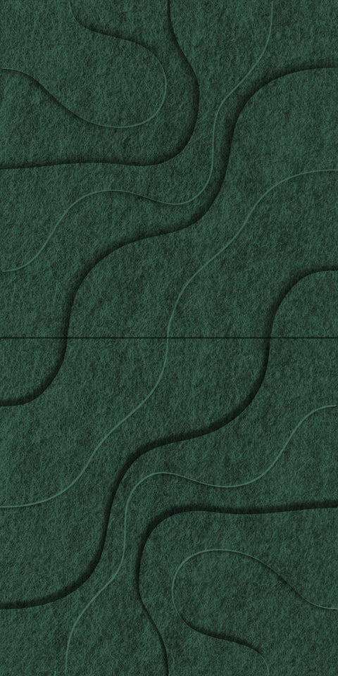 Waves Lagoon II 3D akoestisch wandpaneel van PET-vilt — kleur Deep Green