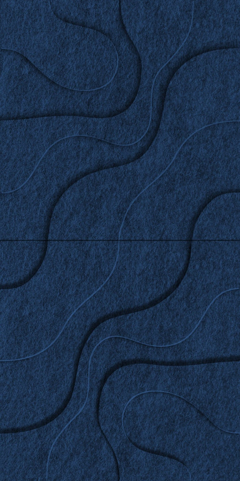 Waves Lagoon II 3D akoestisch wandpaneel van PET-vilt — kleur Navy