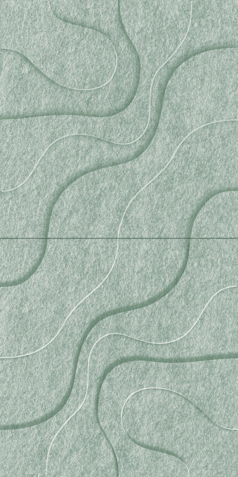 Waves Lagoon II 3D akoestisch wandpaneel van PET-vilt — kleur Sage Green