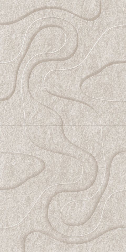 Waves Relief VIII 3D akoestisch wandpaneel van PET-vilt — kleur Beige