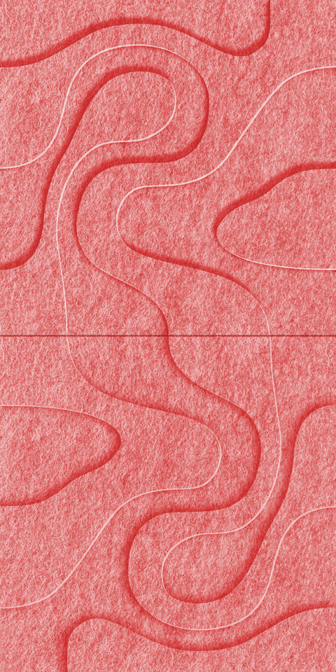 Waves Relief VIII 3D akoestisch wandpaneel van PET-vilt — kleur Burgundy