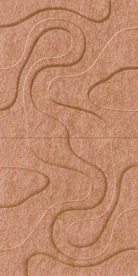 Waves Relief VIII 3D akoestisch wandpaneel van PET-vilt — kleur Cognac