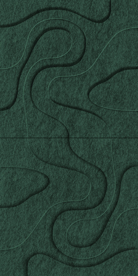 Waves Relief VIII 3D akoestisch wandpaneel van PET-vilt — kleur Deep Green