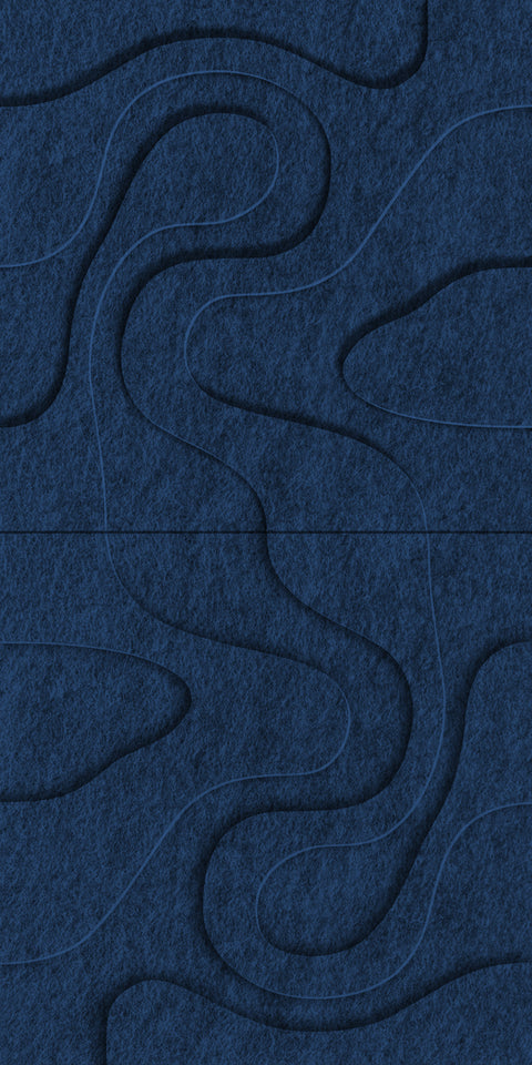 Waves Relief VIII 3D akoestisch wandpaneel van PET-vilt — kleur Navy
