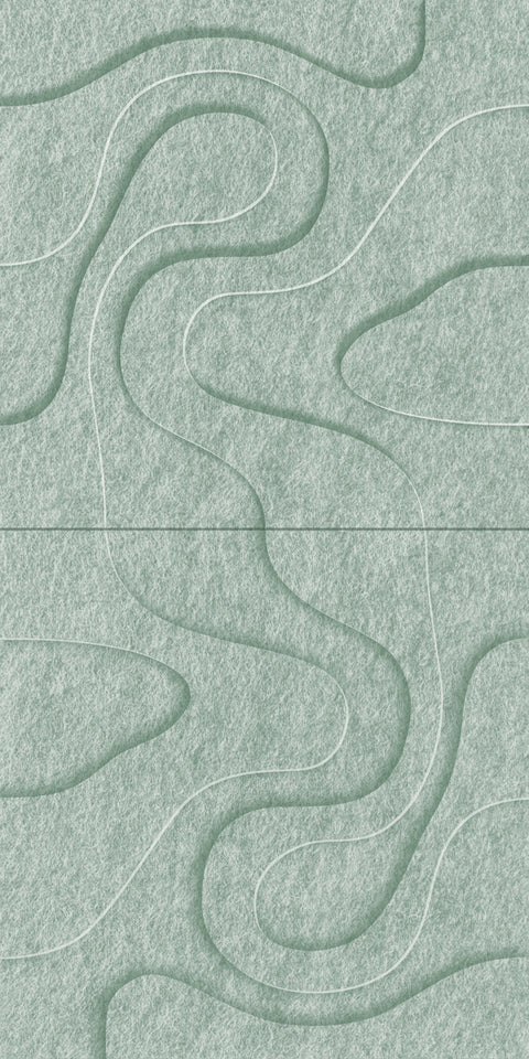 Waves Relief VIII 3D akoestisch wandpaneel van PET-vilt — kleur Sage Green