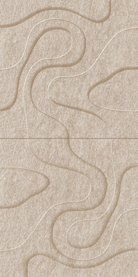 Waves Relief VIII 3D akoestisch wandpaneel van PET-vilt — kleur Sand