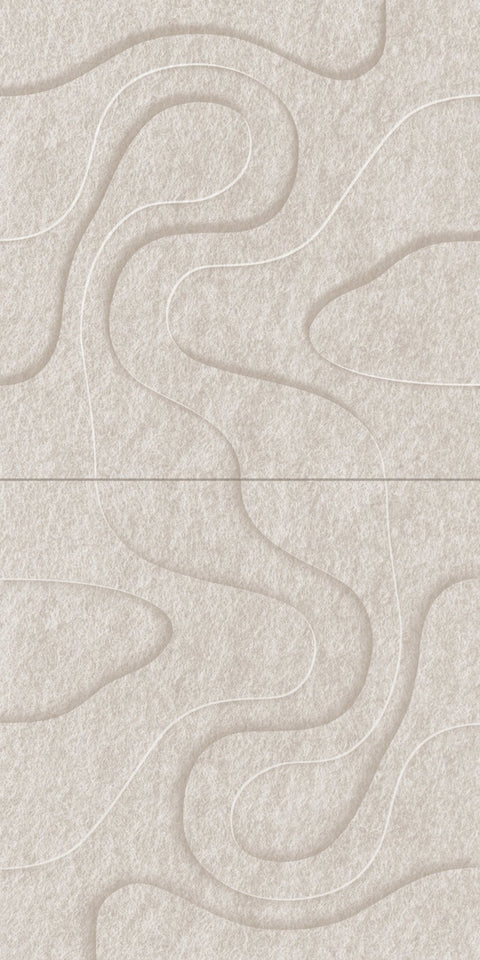 Waves Relief VIII 3D akoestisch wandpaneel van PET-vilt — kleur Beige
