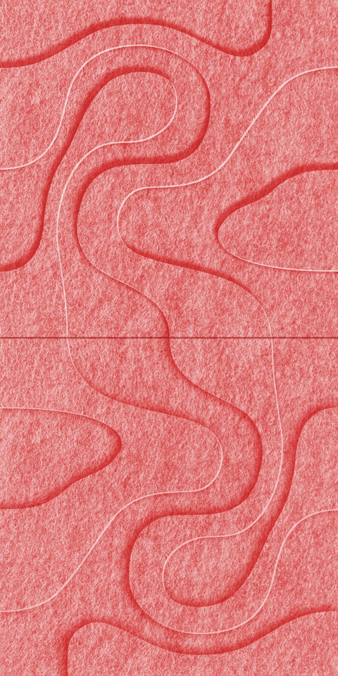 Waves Relief VIII 3D akoestisch wandpaneel van PET-vilt — kleur Burgundy